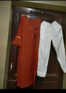 Stylish Rust Kurta with Bell Sleeves pants set