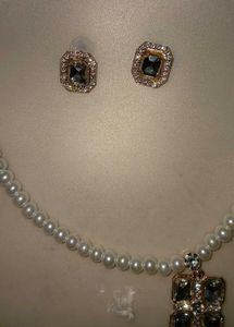 Pearl Necklace and Earring Set