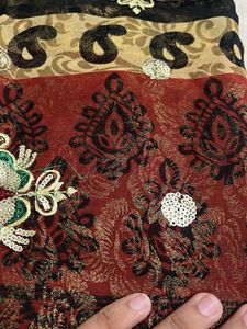 Elegant Red &amp; Gold Embroidered Saree