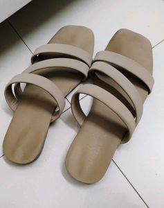 Women's Beige Wedge Sandals with flats