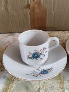 set of 2 Vintage Floral Coffee Cups &amp; Saucers