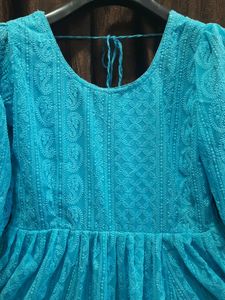 Sky Blue Attractive  Chikenkari Kurta Set