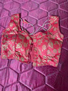 Red Brocade Sleeveless Blouse