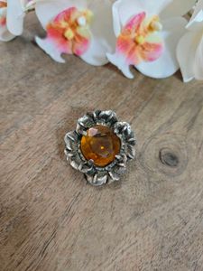 Vintage Amber Stone Brooch