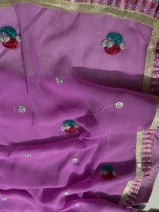 Beautiful Lavender Embroidered Saree