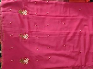 Stunning Rose Pink Embroidered Saree