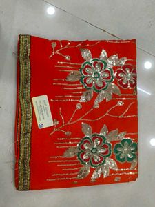 synthetic Surat embroidery saree