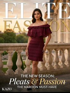 KAZO Brand New Wine/Maroon TexturedPleated dress
