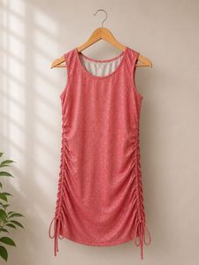 Sparkly Pink Ruched Mini Dress