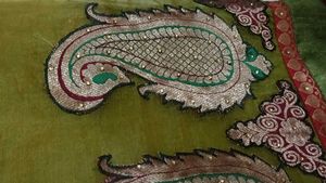 Organza Green Saree with Paisley Motifs