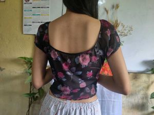 Floral Sheer Mesh Crop Top