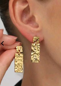 Hammered Gold Drop Earrings