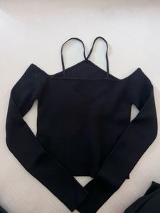 Chic Black Cold Shoulder Top
