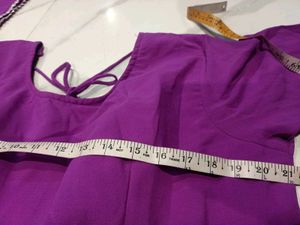 Elegant Purple Gown with White Trim 3pc