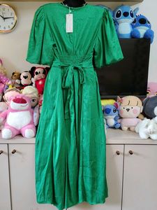 Emerald Green Puff Sleeve Dress