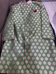 Green &amp; Gold Brocade Sherwani