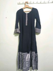 Black Cotton Warli Anarkali | Festive &amp; Navratri W