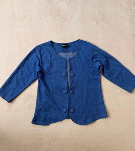 Blue Cropped Jacket