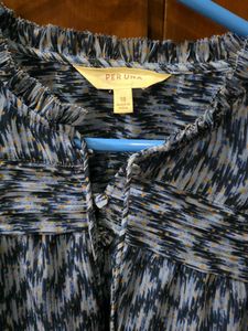 Marks &amp; Spencer-Per Una Blue Patterned Top