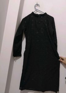 women's Black Sequin Kurta