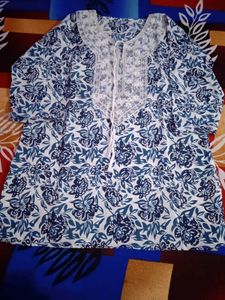 Blue Floral Print Kurta