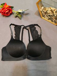 Black Lace Trim Front Clasp Bra✨