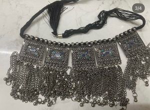 Boho Oxidized Silver Choker Necklace