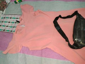 Peach Mini Dress And Bag Free