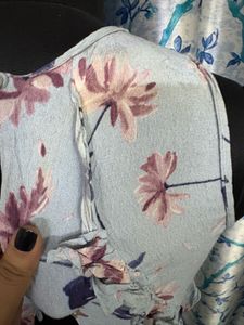 Light Blue Floral Cut-Out Dress