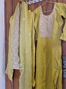 Beautifully Embroidered Yellow Kurta Set