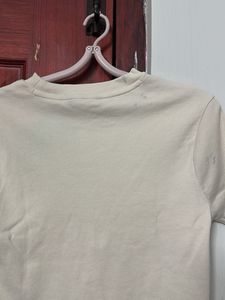 Cream Textured Cropped Top