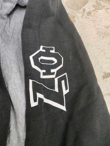 Over Size Black Graphic Zip-Up Hoodie