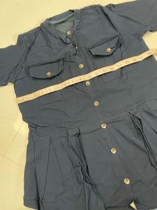Stylish Navy Blue Button-Down Tunic Top