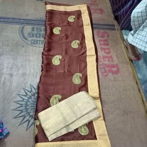 brand new coffee color  chiffon saree