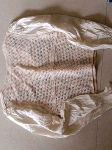 Crochet Knit Vest with White Puff Sleeve Top