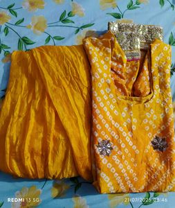 Yellow Bandhani Salwar Kurti