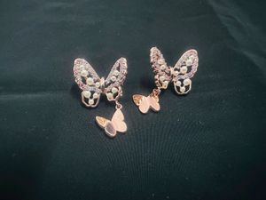 Butterfly Earrings with Pearls & Crystals