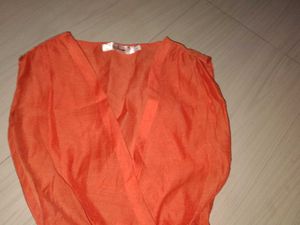 Orange V-Neck Fit &amp; Flare Mini Dress