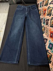 Wide Leg Blue Denim Jeans
