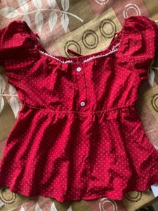 Red Polka Dot Peplum Top