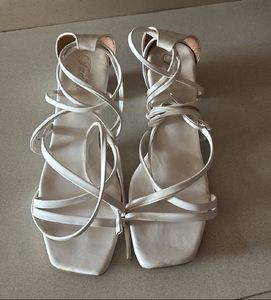 Strappy Knee-High White Sandals