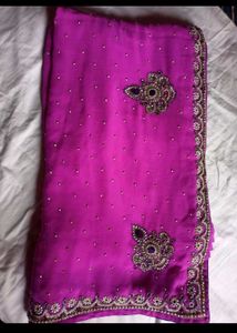 Pink full work Diamond Saree