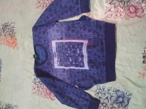 Blue Graphic Print Long Sleeve Top