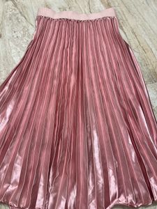 Satin Pleated Midi Skirt