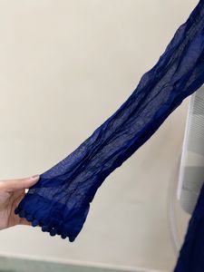 Elegant Blue Crushed Georgette Abaya Style