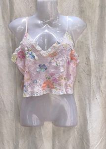 14V. Floral Lace Trim Cami Top