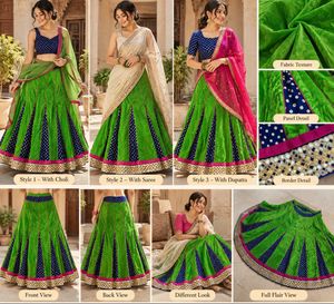 Vibrant Green & Navy Blue Lehenga