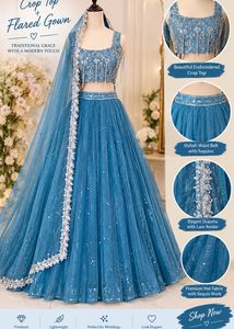 Stunning Blue Sequin Embroidered Lehenga🩵 Choli