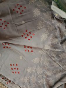 "Grey"Printed Saree With Blouse