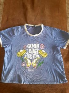 Blue Graphic Butterfly T-Shirt